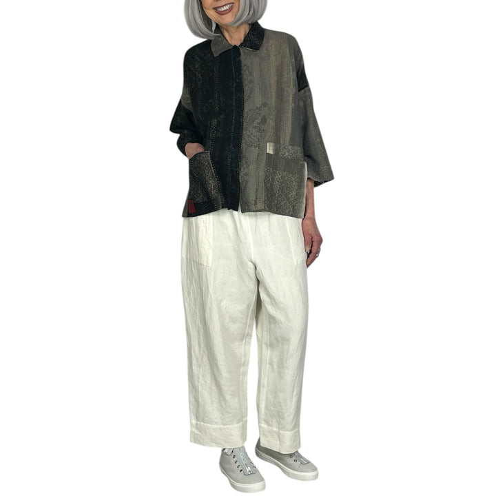 KIMONO PRINT/OMBRE CROP TENT SHIRT