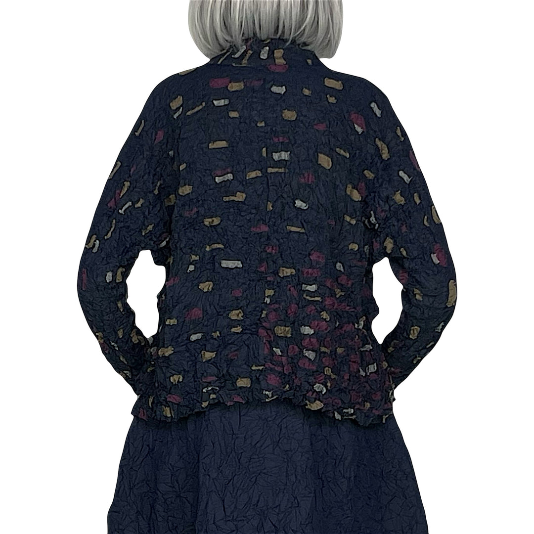 PATCH EMBROIDERED CRUSH PLEAT CROP JACKET