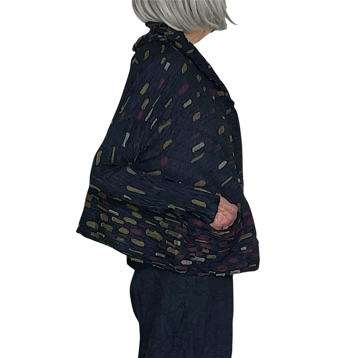 PATCH EMBROIDERED HORIZONTAL PLEAT JACKET