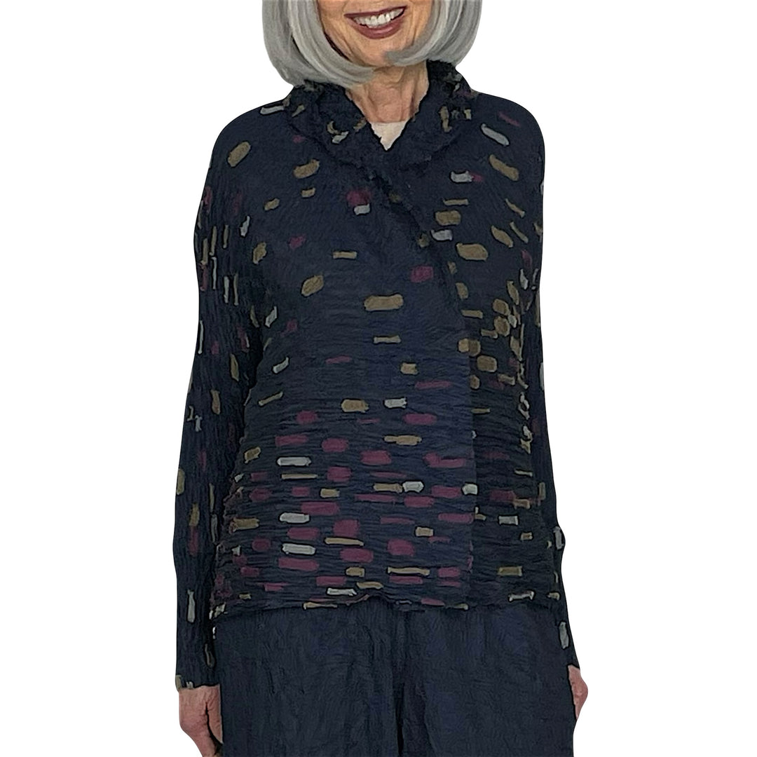 PATCH EMBROIDERED HORIZONTAL PLEAT JACKET