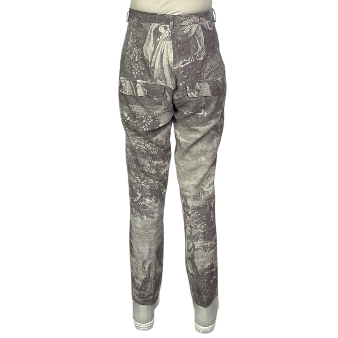 SCENIC PRINT LINEN SLIM TROUSER