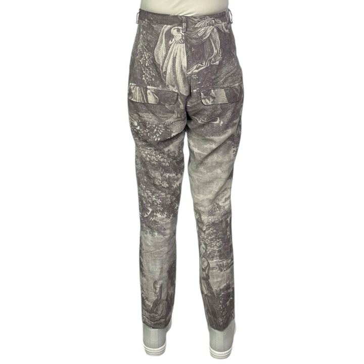 SCENIC PRINT LINEN SLIM TROUSER