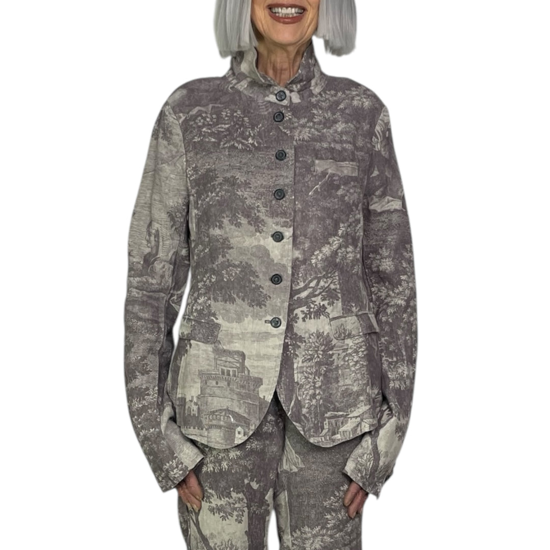 SCENIC PRINT LINEN JACKET