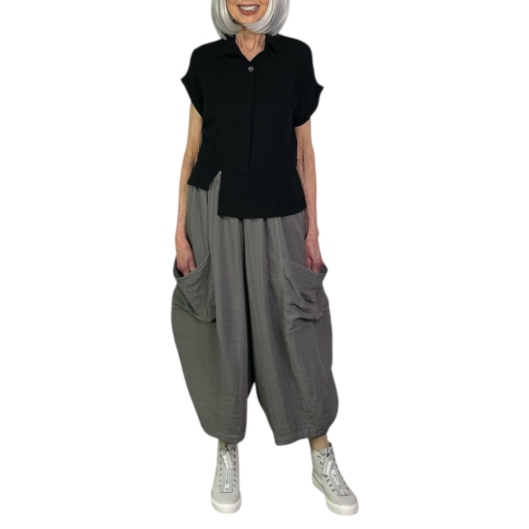 CRINKLE BAGGY CROP PANT