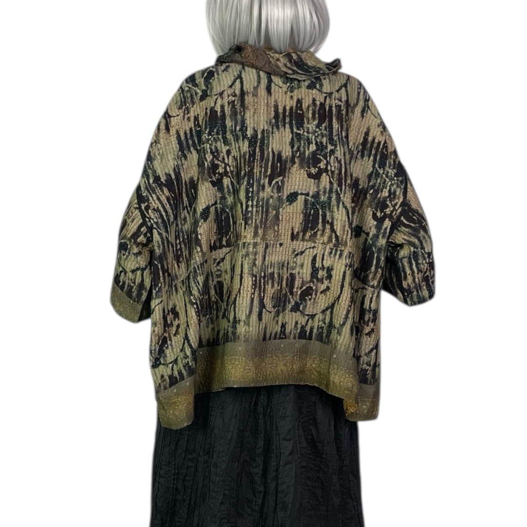 GEORGETTE JACQUARD COWL NECK PONCHO TOP