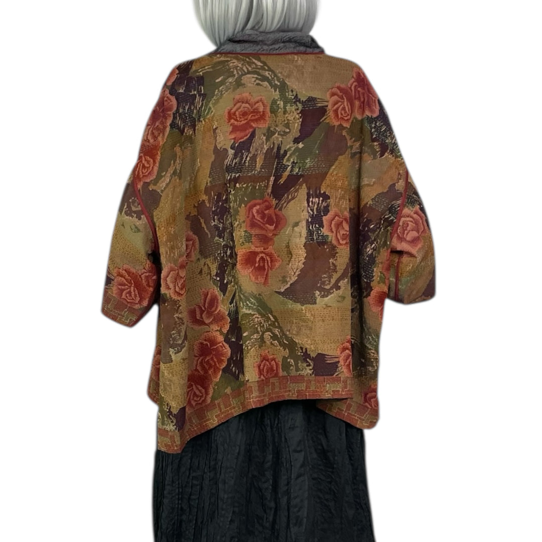 GEORGETTE JACQUARD COWL NECK PONCHO TOP