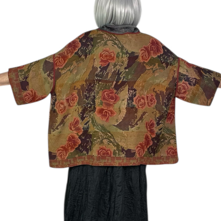 GEORGETTE JACQUARD COWL NECK PONCHO TOP
