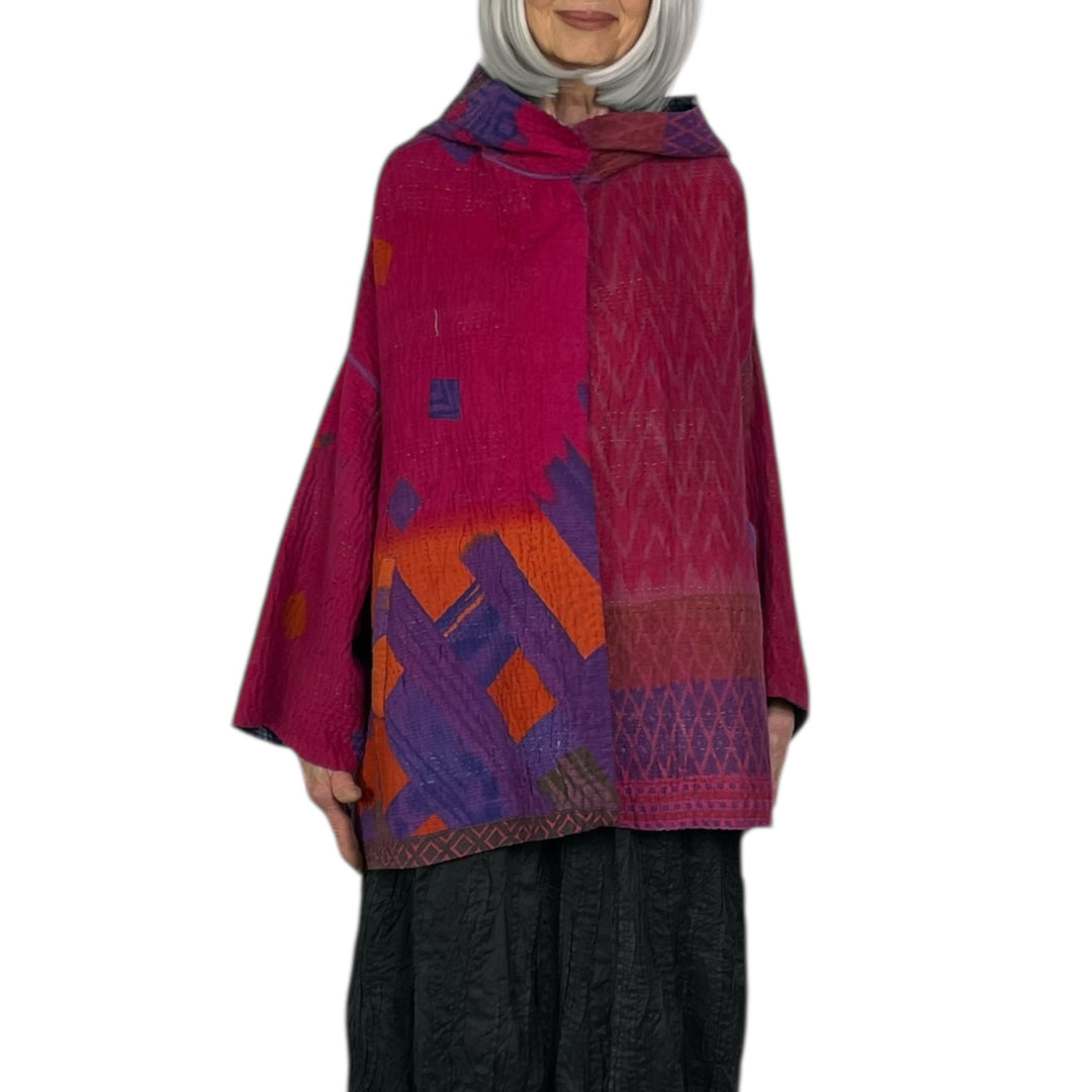 VINTAGE COTTON HOODIE PONCHO JACKET