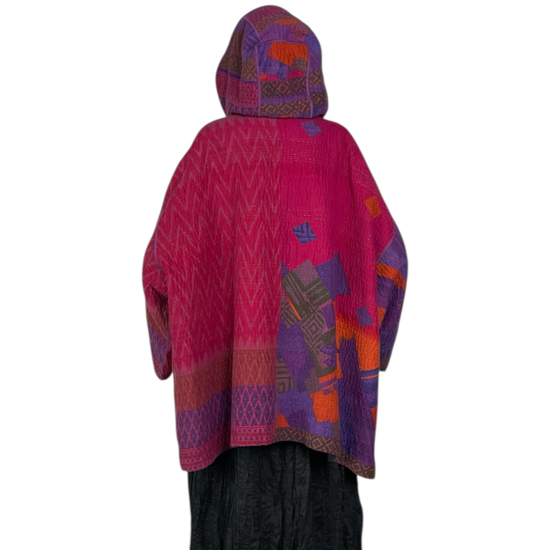 VINTAGE COTTON HOODIE PONCHO JACKET