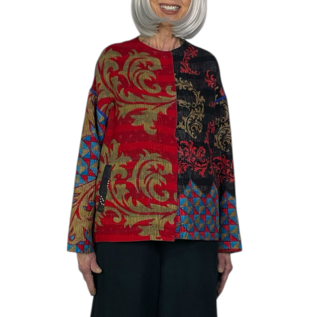 VINTAGE COTTON CREW NECK SHORT JACKET