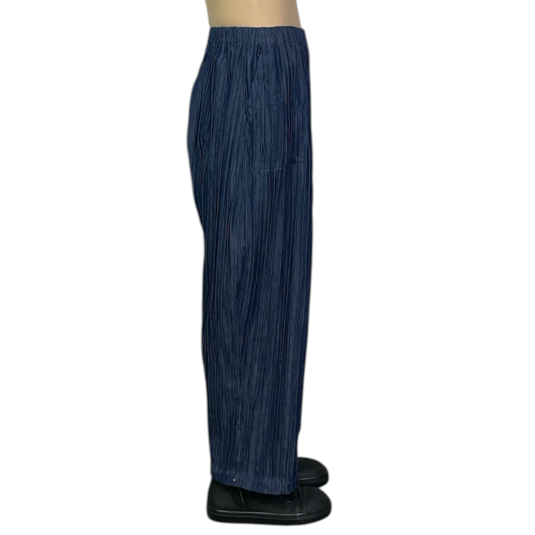 RIPPLE TUCK DENIM BARREL PANT