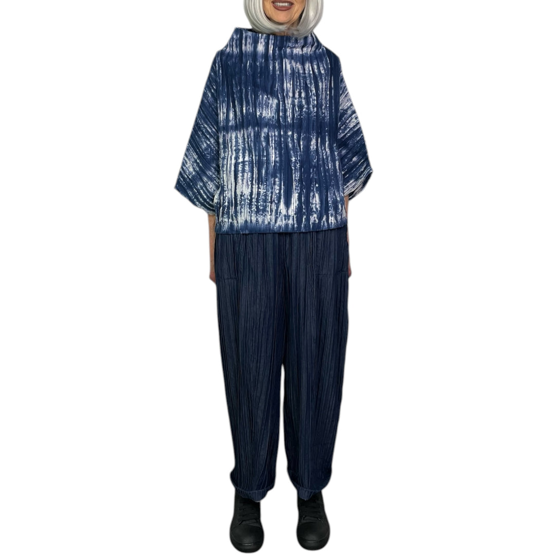 RIPPLE TUCK DENIM BARREL PANT