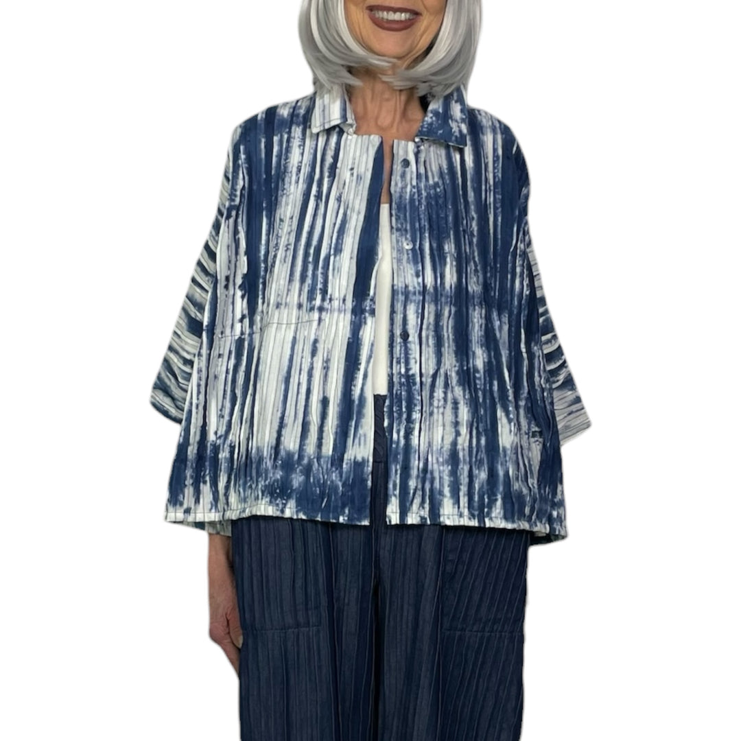 RIPPLE TUCK TIE DYE CROP JACKET