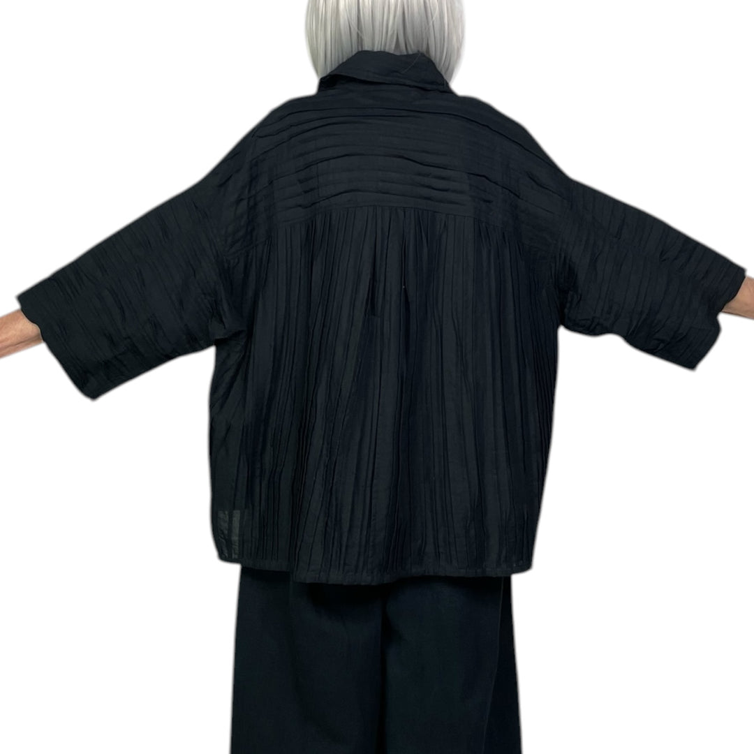 RIPPLE TUCK SOLID CROP JACKET