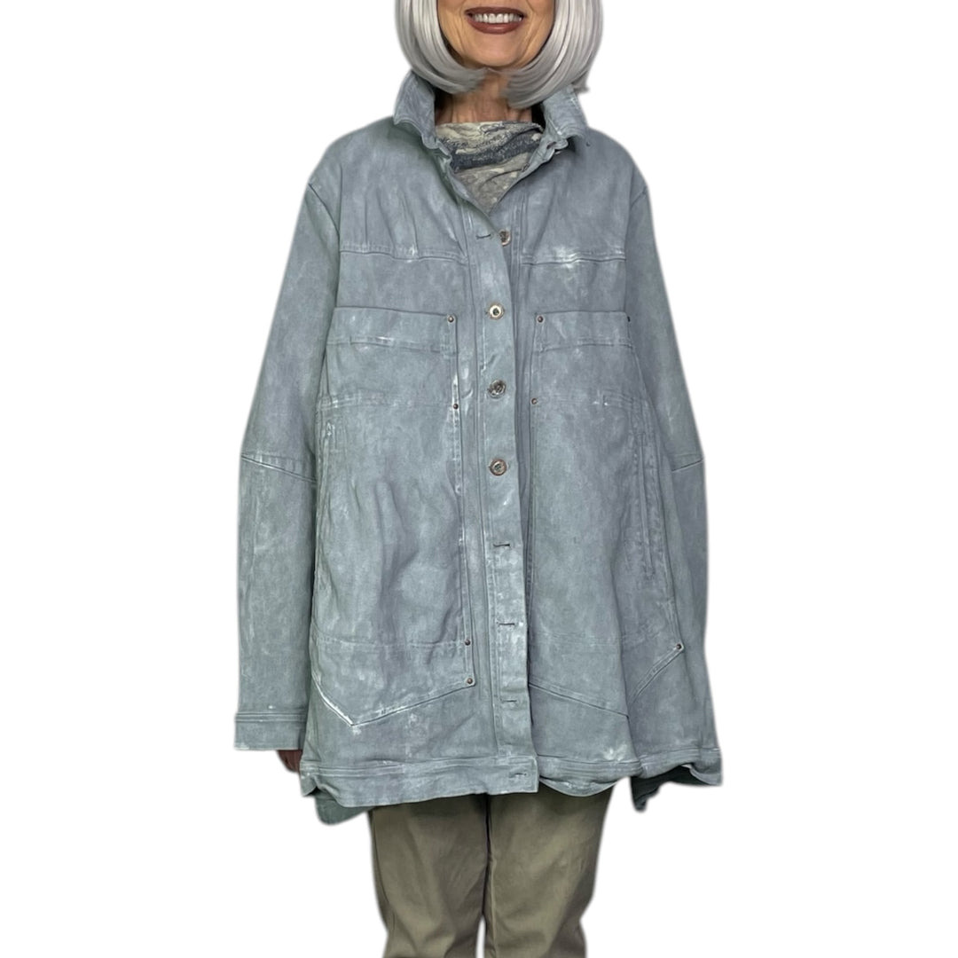 CURVED LACE BACK DENIM JACKET