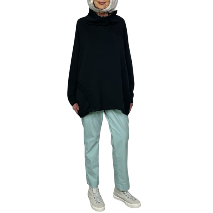 STAND COLLAR FRENCH TERRY TOP