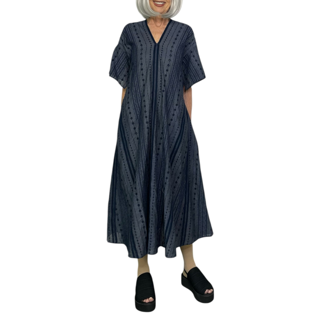 EMBROIDERED V-NECK DRESS