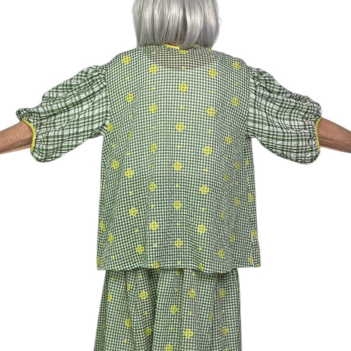 EMBROIDERED SEERSUCKER BLOUSE