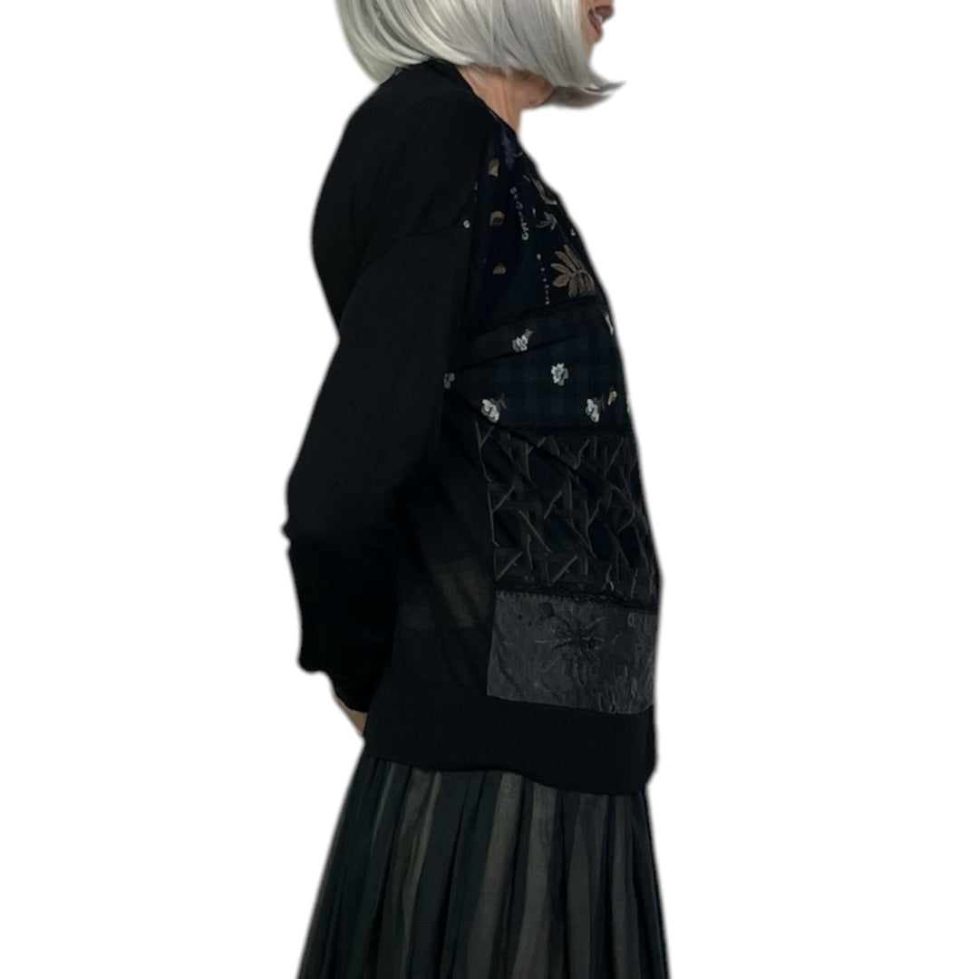 SOCK KNIT PATCHWORK CARDIGAN