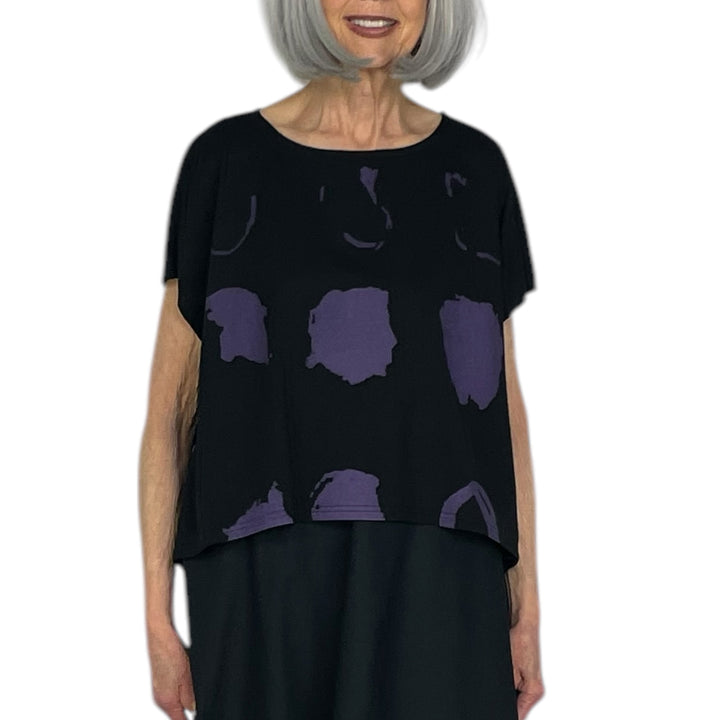 ABSTRACT PRINT CAP SLEEVE TEE
