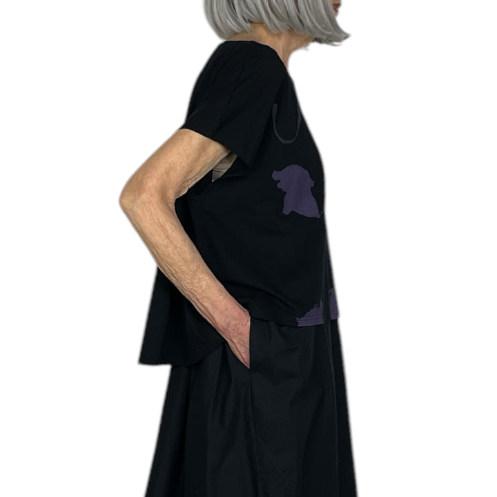 ABSTRACT PRINT CAP SLEEVE TEE