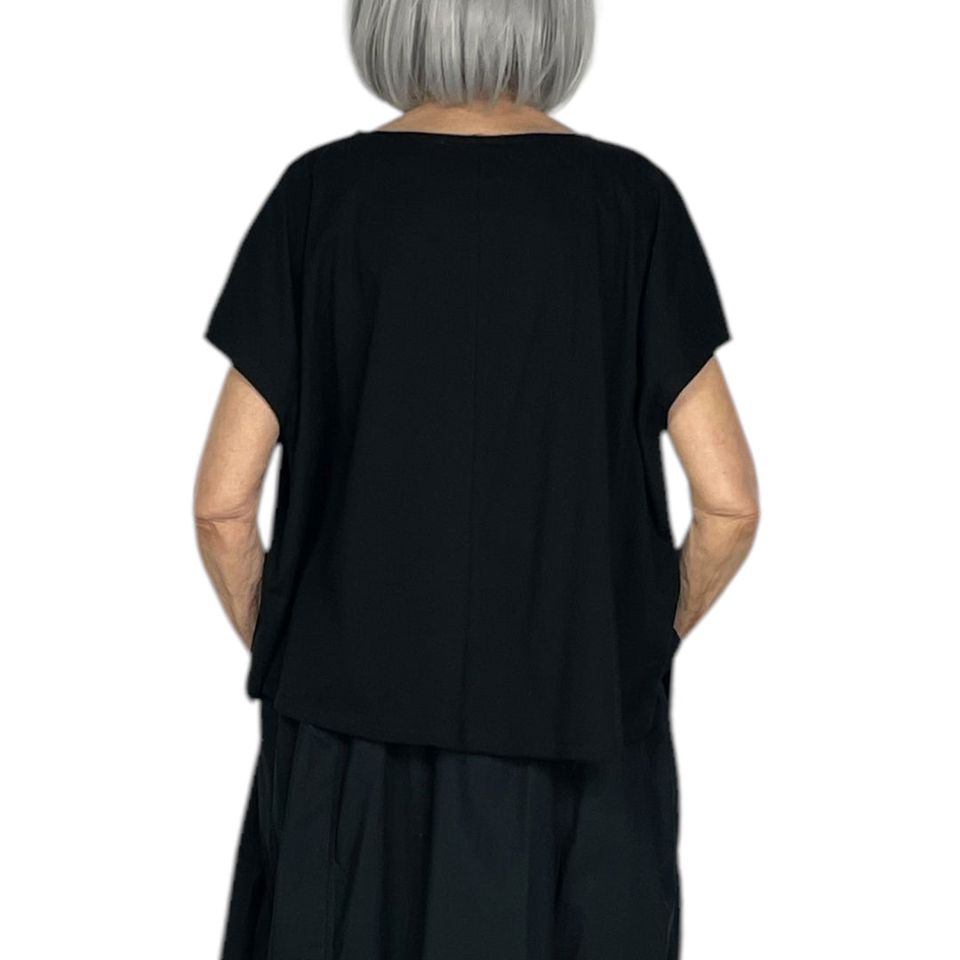 ABSTRACT PRINT CAP SLEEVE TEE