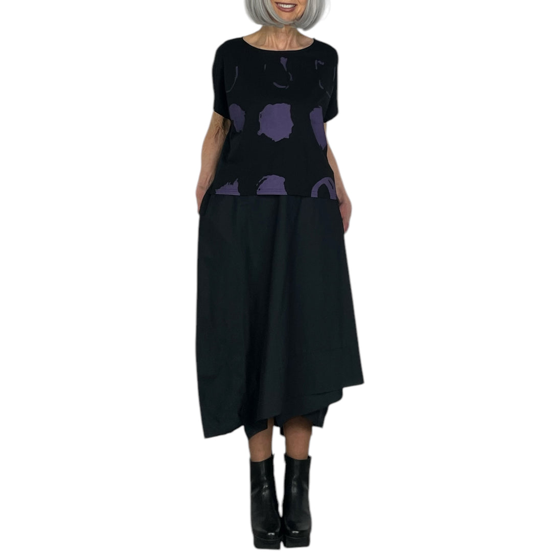 ABSTRACT PRINT CAP SLEEVE TEE
