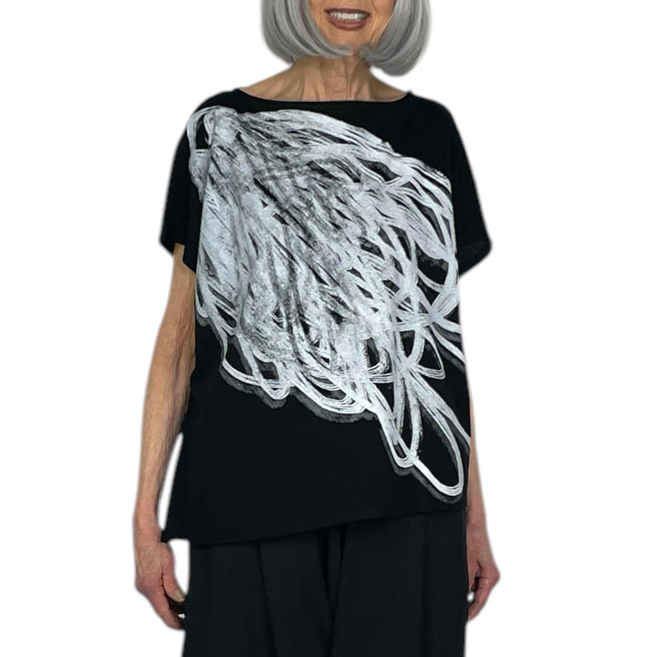 SCRAMBLE PRINT CAP SLEEVE TEE