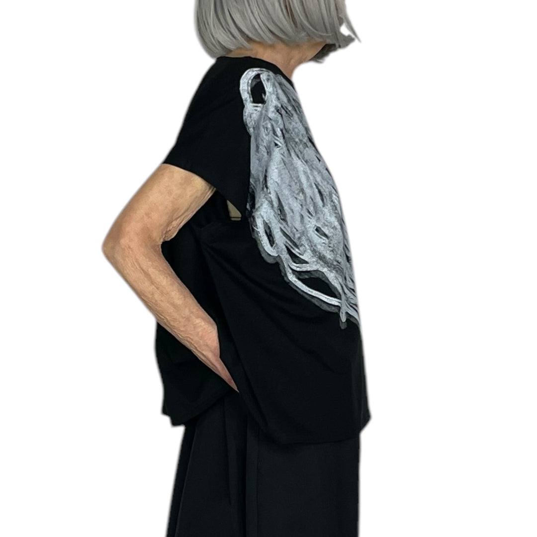 SCRAMBLE PRINT CAP SLEEVE TEE