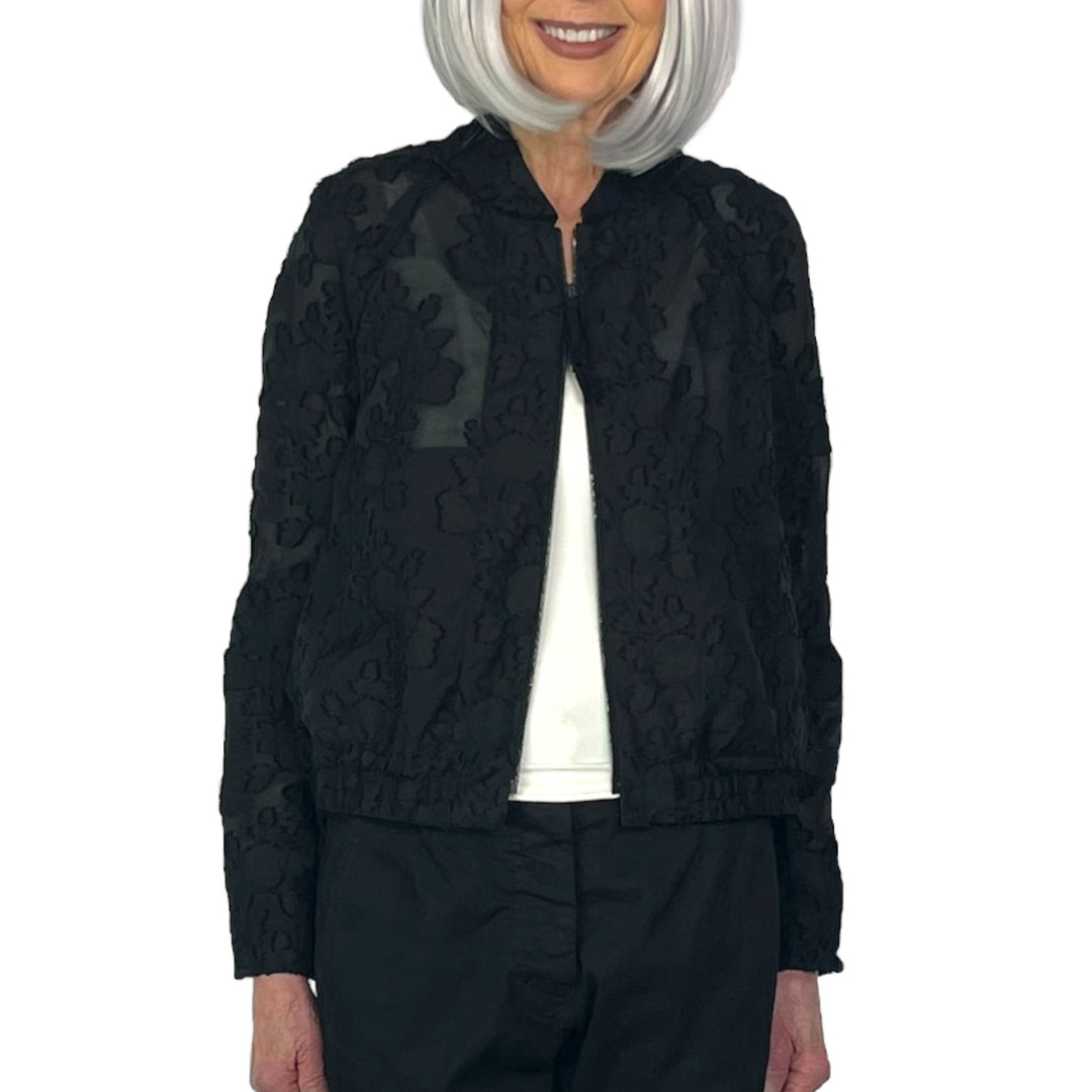 JACQUARD ZIP BOMBER JACKET