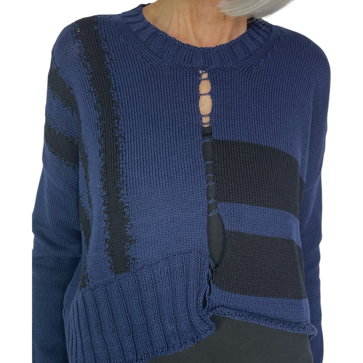 STRIPED CROP PULLOVER SWEATER