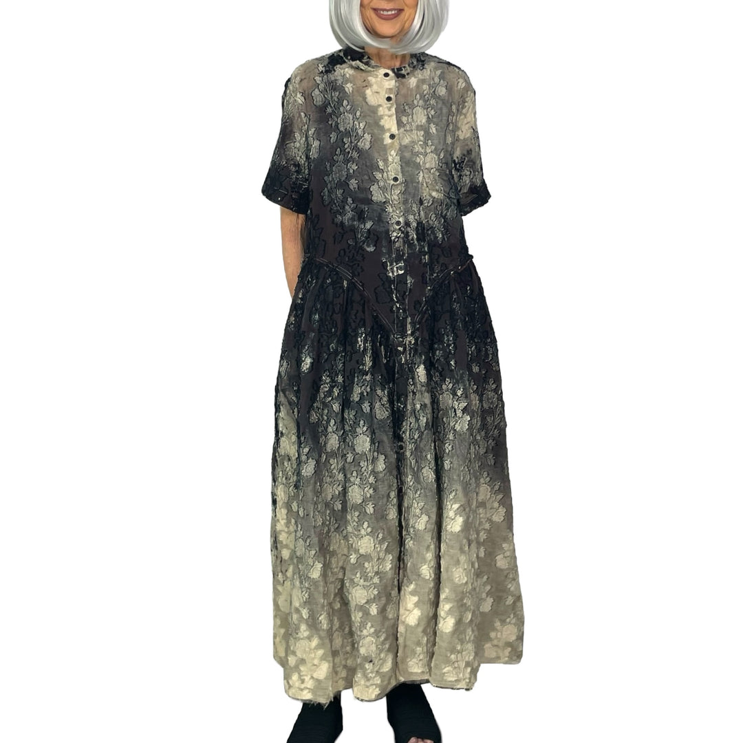 HAND PAINTED JACQUARD LONG DRESS