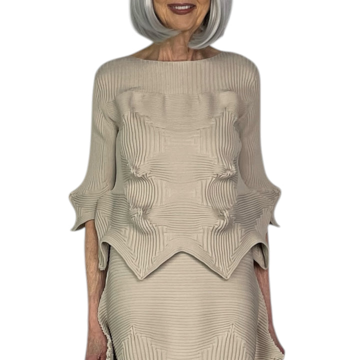 LINKAGE KNIT ELBOW SLEEVE TOP