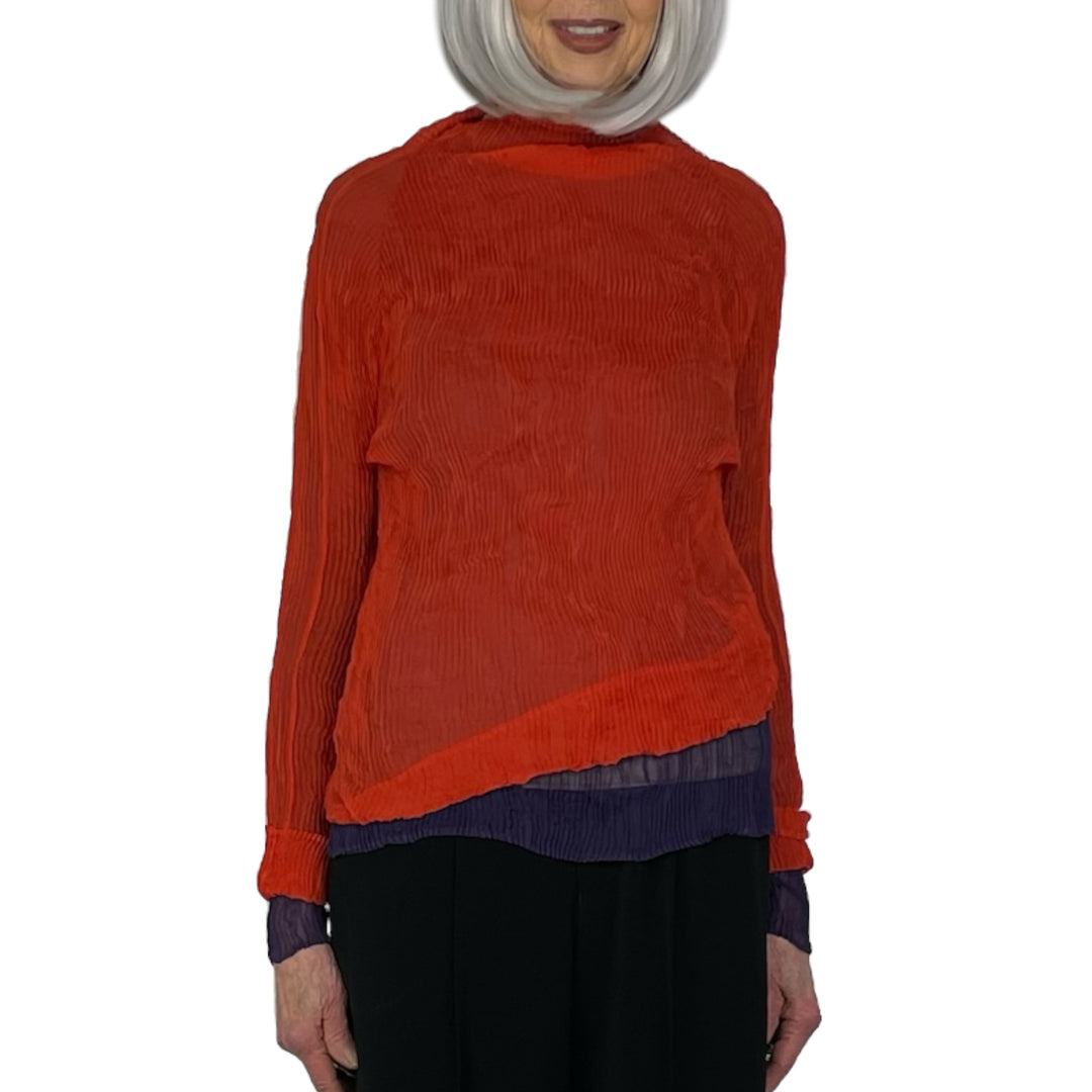 CHIFFON TWIST 2 HI-NECK TOP