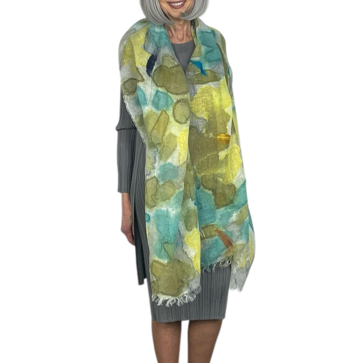 ABSTRACT PRINT LINEN SCARF