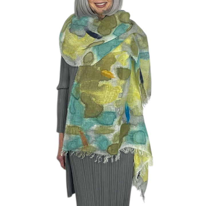 ABSTRACT PRINT LINEN SCARF
