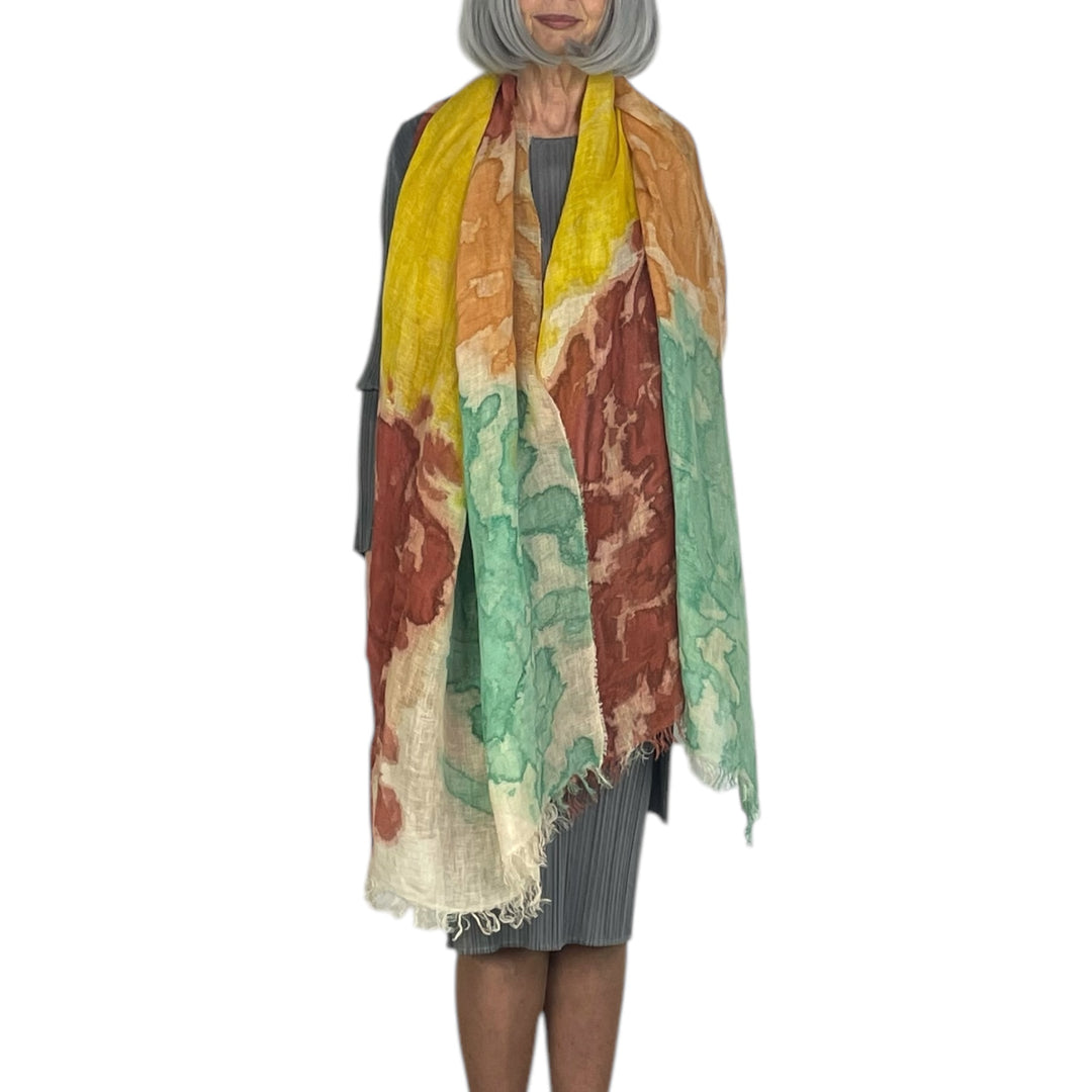 ABSTRACT PRINT LINEN SCARF