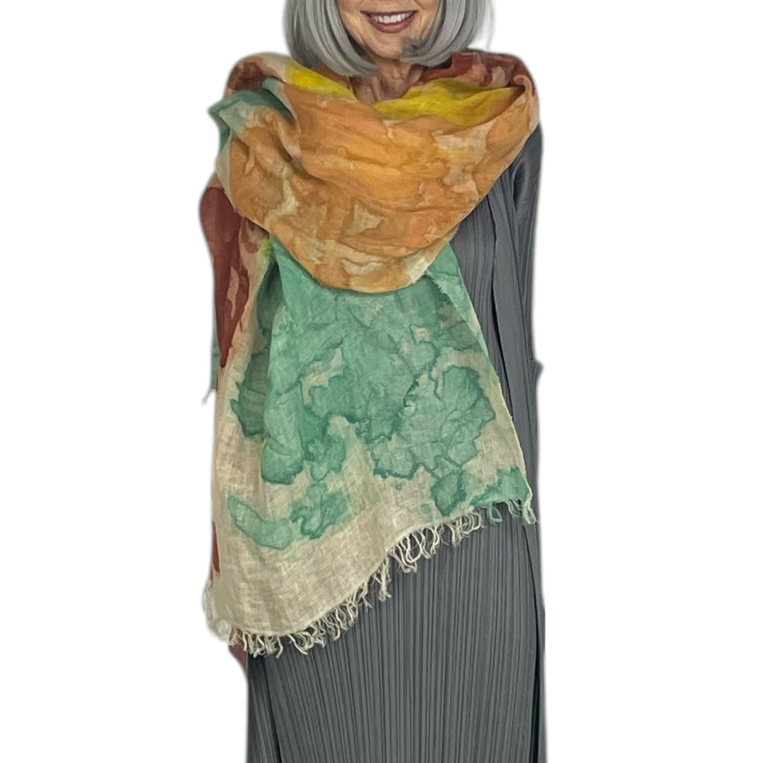 ABSTRACT PRINT LINEN SCARF