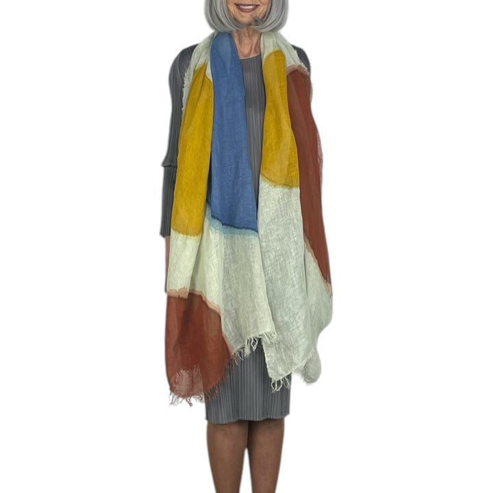 BIG CIRCLE PRINT LINEN SCARF