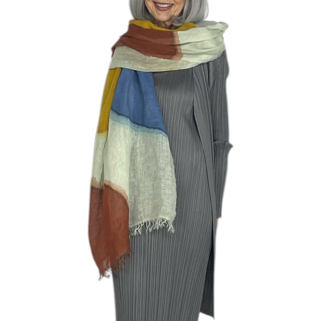 BIG CIRCLE PRINT LINEN SCARF