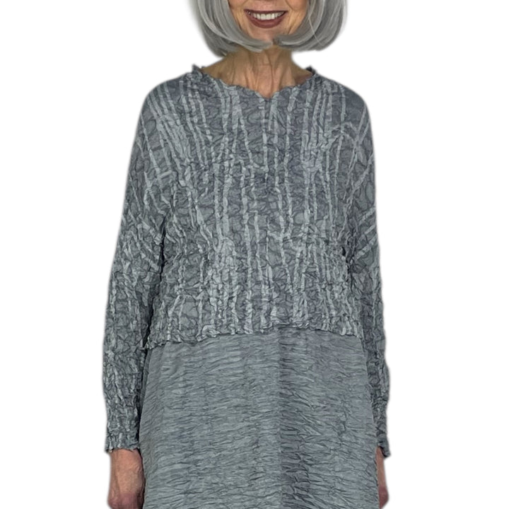 LINES PRINT CRINKLE PLEAT TOP