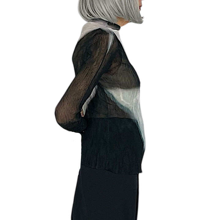 SHADOW STUDY CHIFFON TWIST HI-NECK TOP