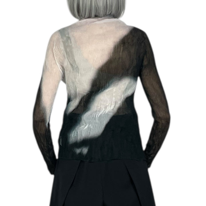 SHADOW STUDY CHIFFON TWIST HI-NECK TOP