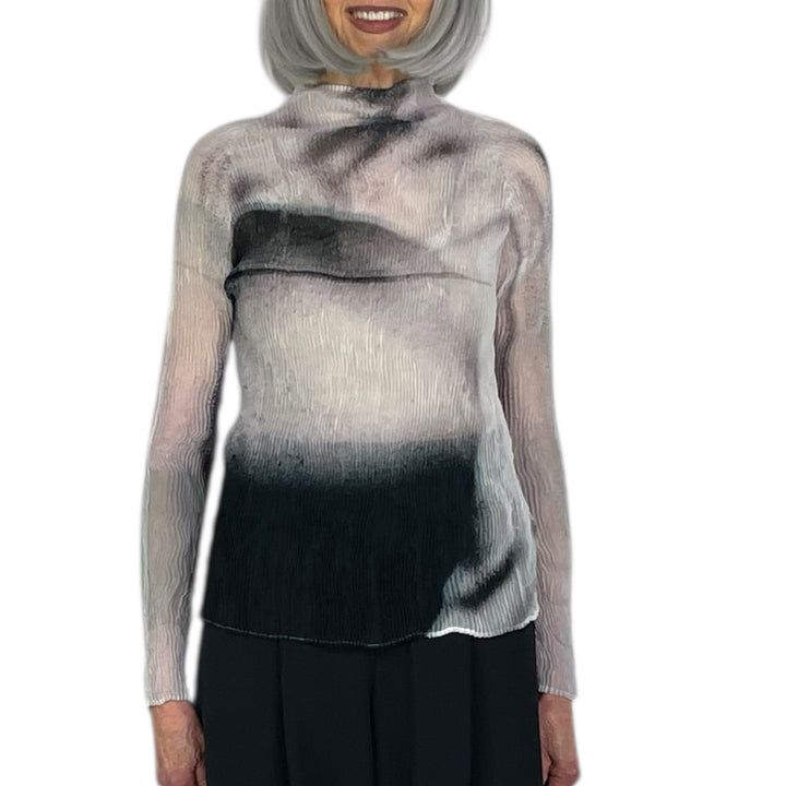 SHADOW STUDY CHIFFON TWIST HI-NECK TOP