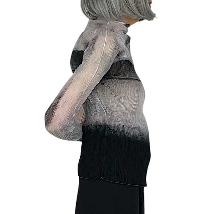 SHADOW STUDY CHIFFON TWIST HI-NECK TOP