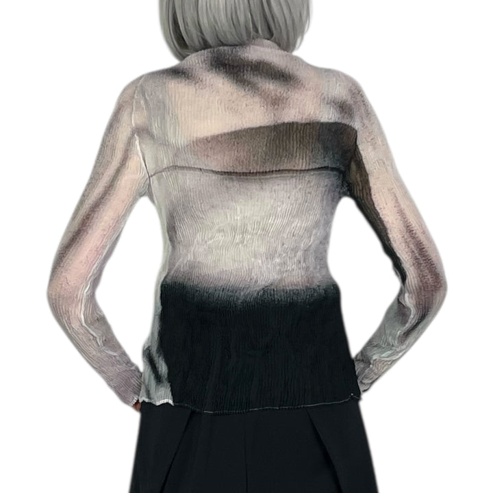 SHADOW STUDY CHIFFON TWIST HI-NECK TOP
