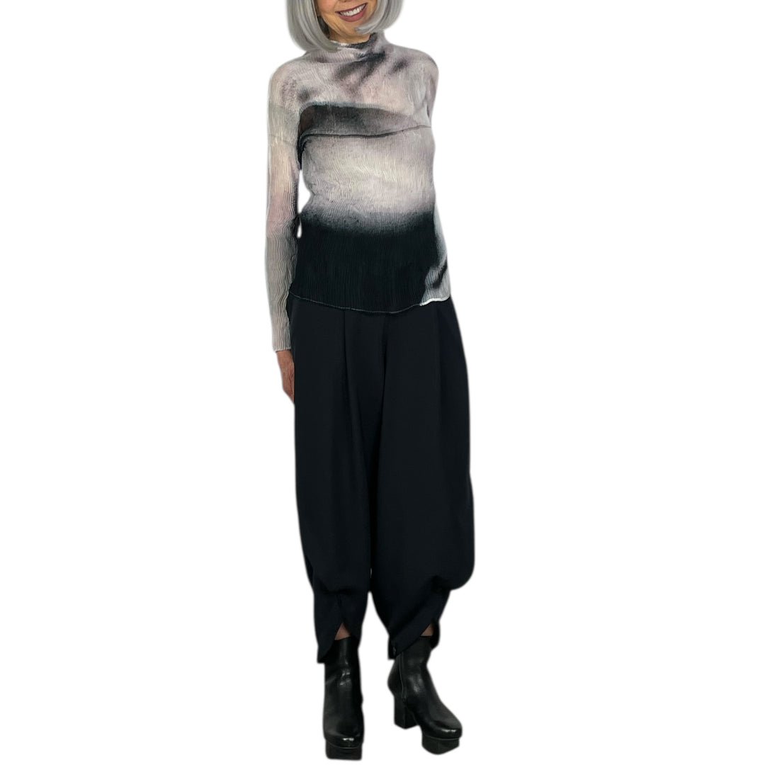 SHADOW STUDY CHIFFON TWIST HI-NECK TOP