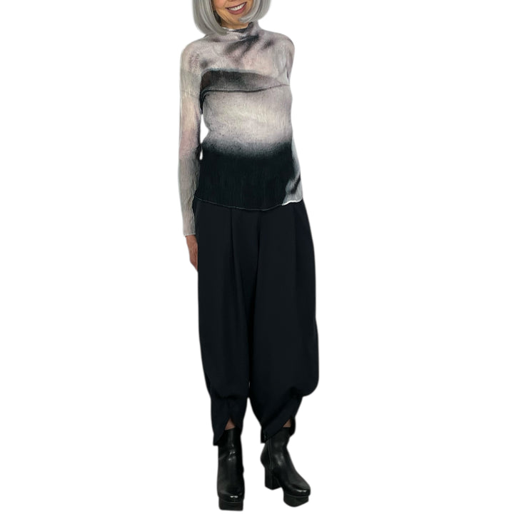 SHADOW STUDY CHIFFON TWIST HI-NECK TOP