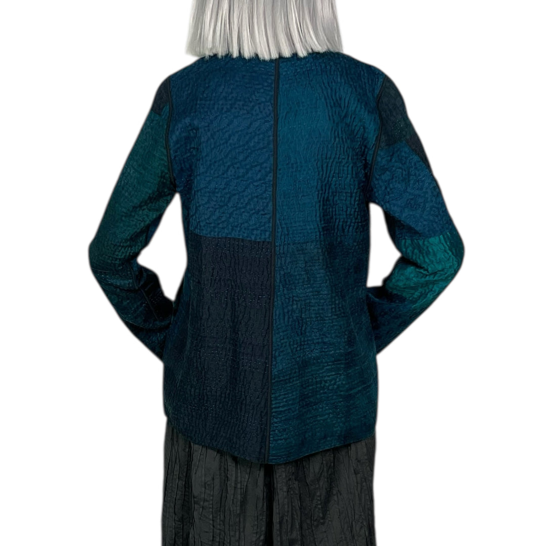 EMERALD GREEN KANTHA SIMPLE JACKET