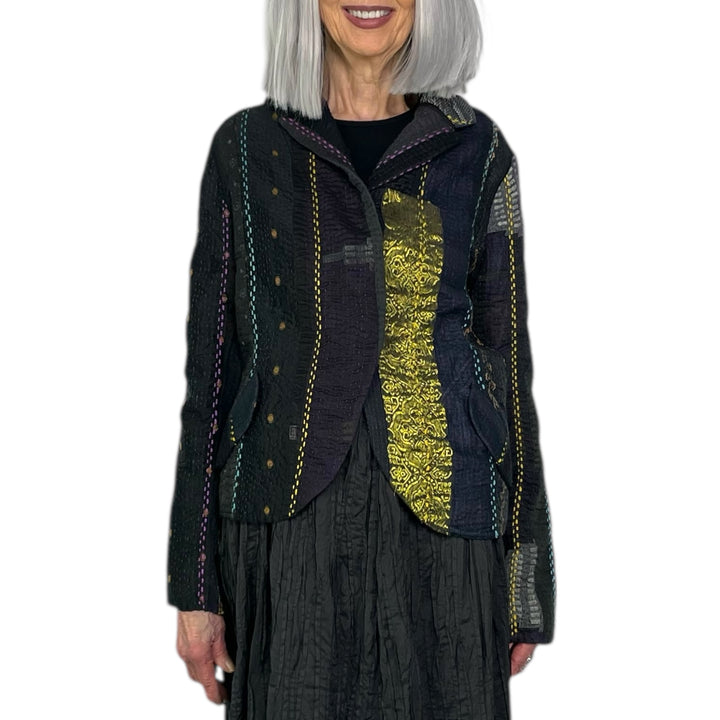 JEWEL WOVEN CROPPED BASIC JACKET